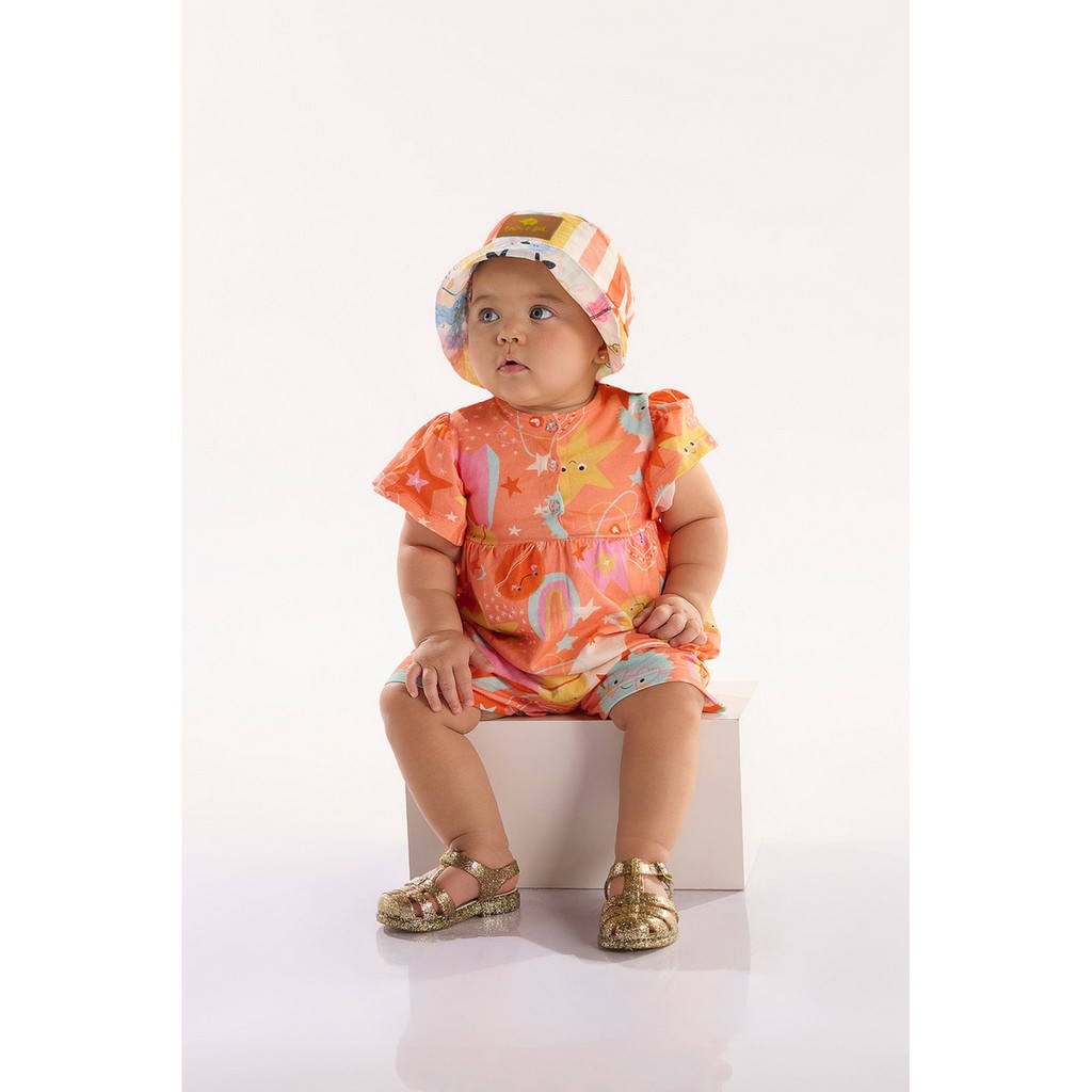 Macaquinho para Bebê Menina em Meia Malha Interestelar Três e Já