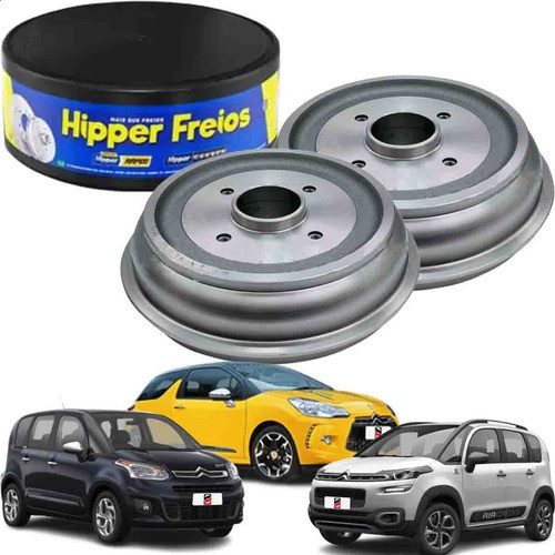 Par 2 Tambores De Freio Traseiro Com Cubo Citroen Aircross Ds3 C3 2012 A 2021