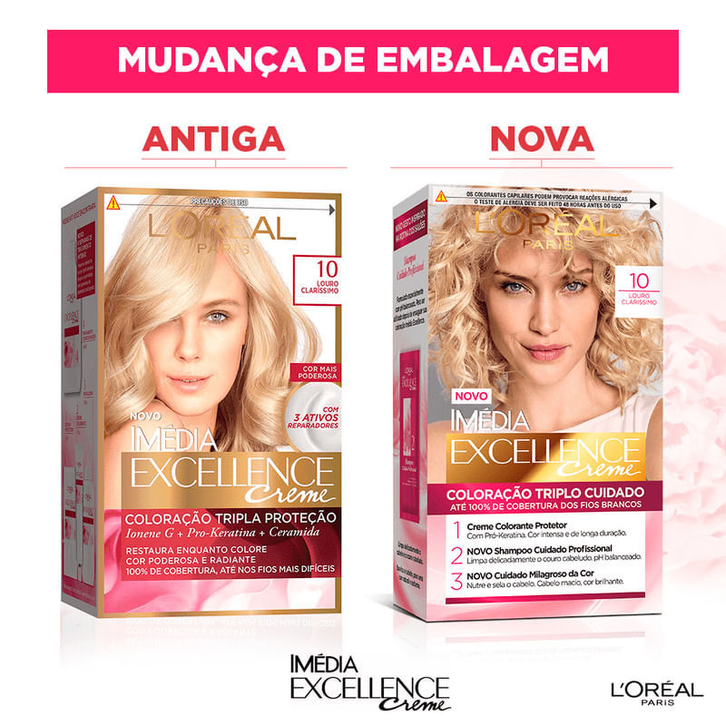 Kit Tintura Imédia Excellence L'Oréal Louro Claríssimo 10