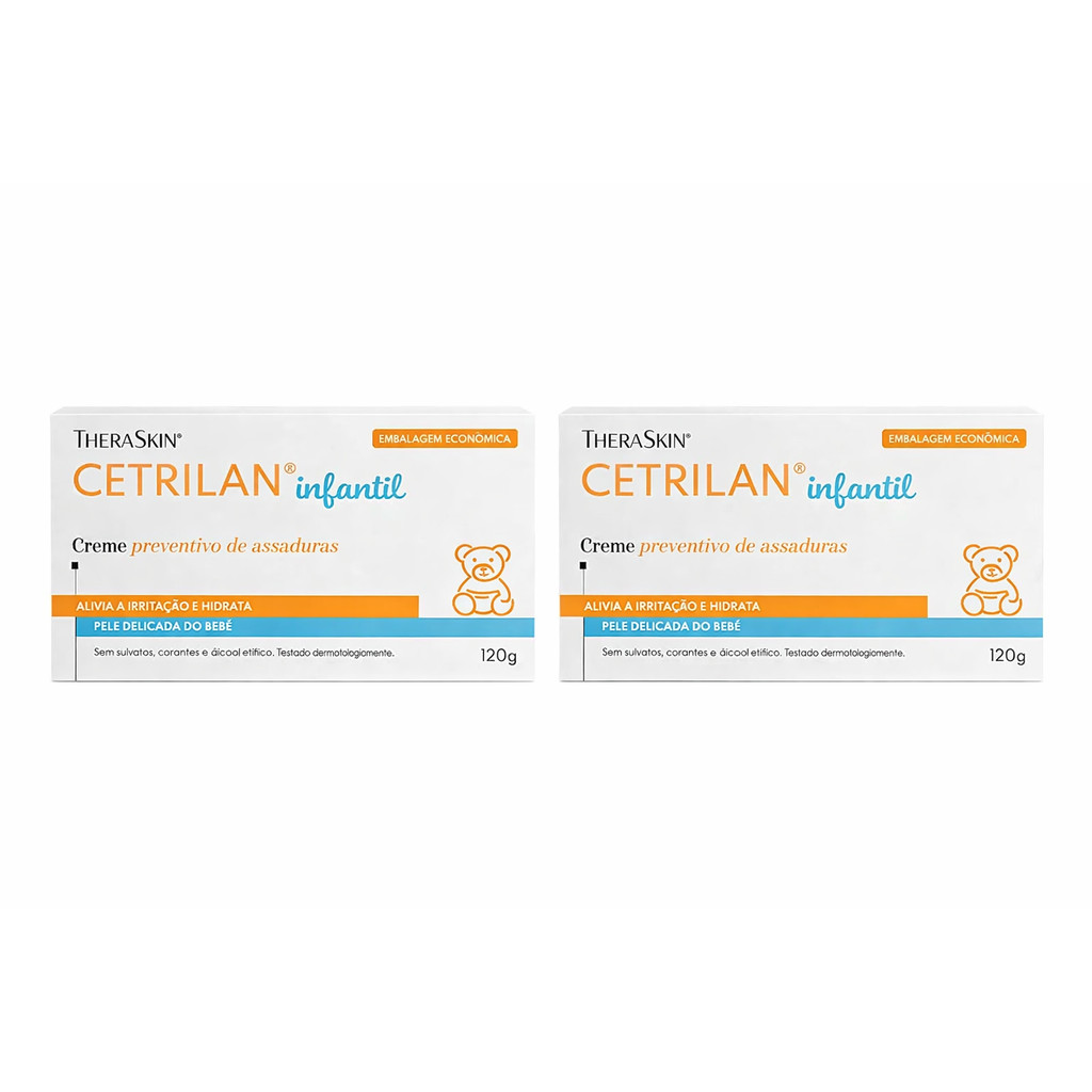 Kit com 2 unidades Cetrilan Infantil Creme 120g Theraskin para Prevenção de Assaduras