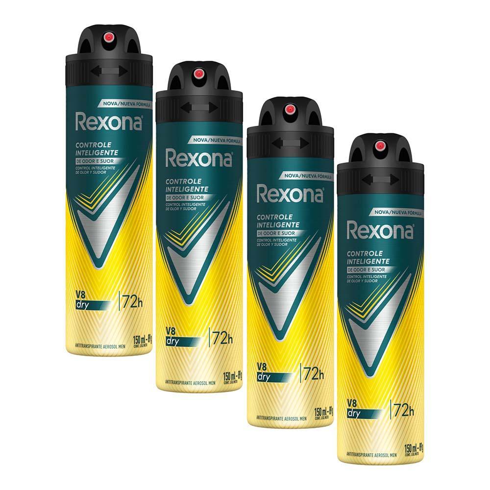 Kit 4 Desodorantes Rexona Men Aerossol Antitranspirante V8 150ml em Oferta na Shopee