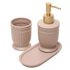 3 Peças para Banheiro Lyor Greece 200ml Bege Cerâmica