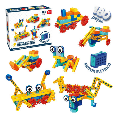 Blocos De Montar Kit De Robótica Com Motor E Engrenagens 180 em Oferta na Shopee
