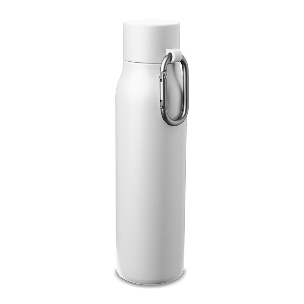 Garrafa Térmica Inox 550ml Parede Dupla com Mosquetão Branca | Squeeze Térmico Água Quente Fria