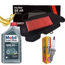Kit Revisão Elite 125 Até 2024 Troca Óleo Mobil 10w30 + Filtro de Ar + Vela Ngk