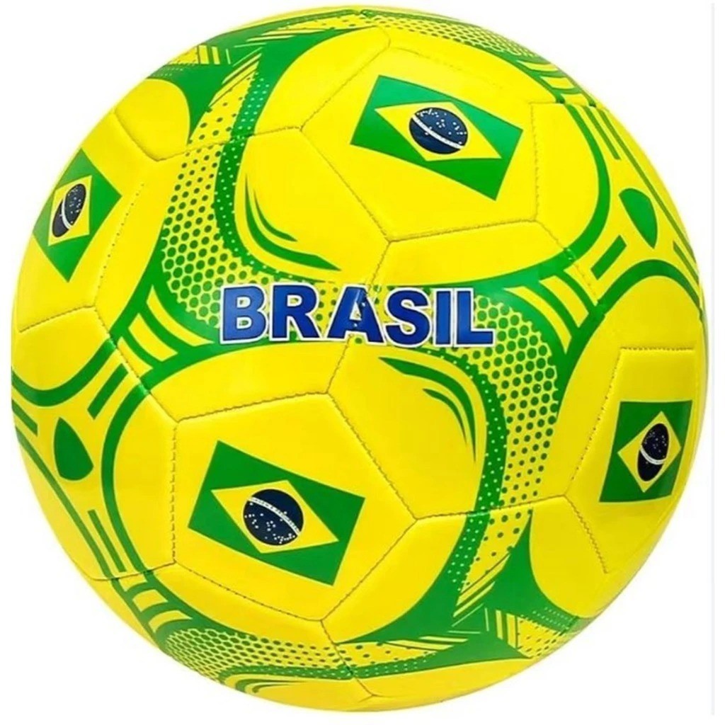 Bola Futebol Couro Sintético Brasil N5 Oficial Campo Treino Jogo Resistente e Durável Copa do Mundo