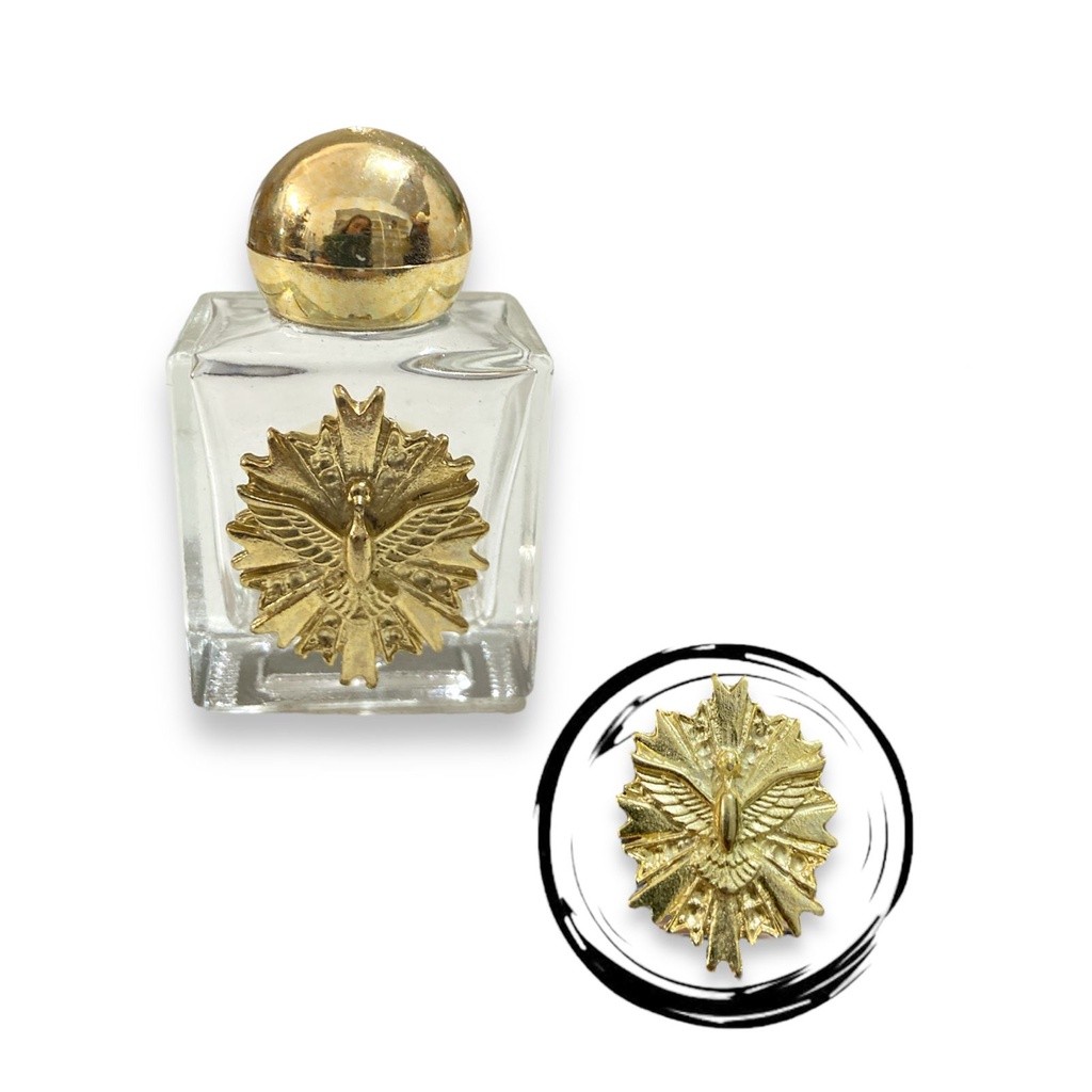 Porta Agua benta Divino Espirito Santo Dourado Vidrinho 10ml