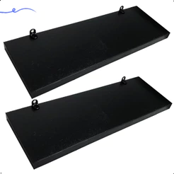 Kit 2 Prateleira Preta 30X10 + Suporte Flutuante Mdf Organizadora Decoração Cozinha Banheiro Sala