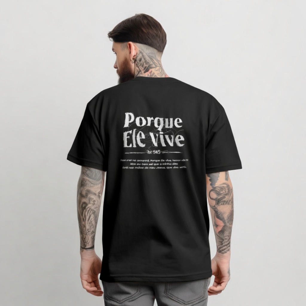 Camiseta T-Shirt 100% Algodão, Camiseta Masculina Estampada Porque Ele Vive camisa básica em Oferta na Shopee