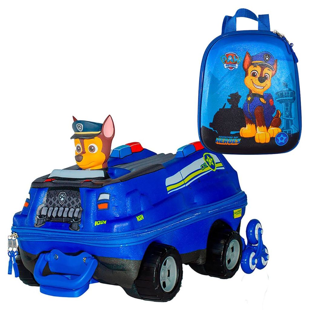 Mala Escolar E Viagem E Mochilete Infantil Patrulha Canina Paw Patrol Azul