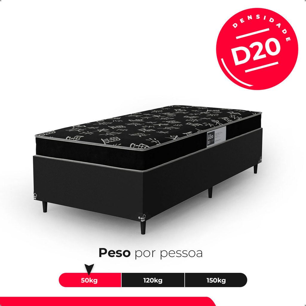 Cama Box Solteiro + Colchão D20 - Couro Preto · foto 2