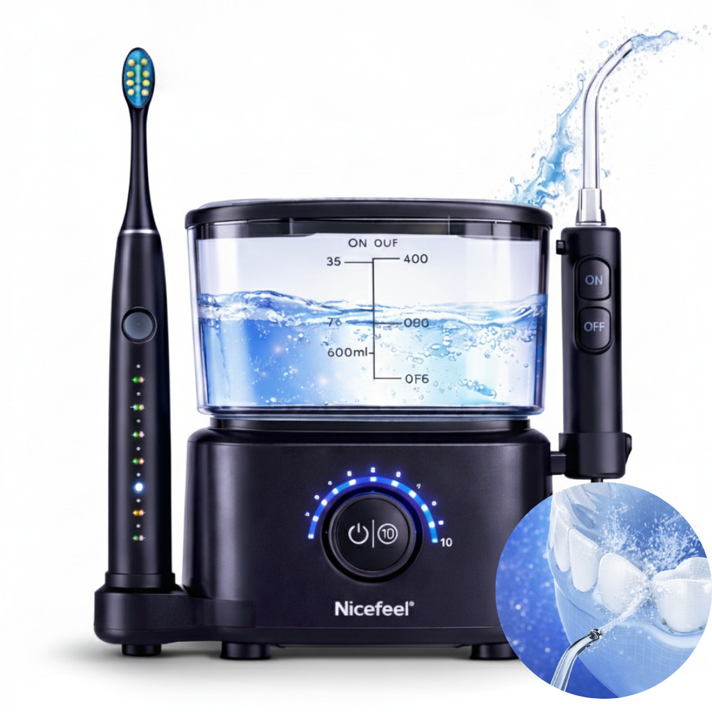 Escova Elétrica E Irrigador Bucal 2 Em 1 Mesa Multi-níveis Ajustáveis Alta Capacidade Limpeza Profissional Oral em Oferta na Shopee