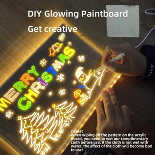 Prancheta De Desenho Colorida Led Para Presente Infantil Quadro De Mensagens Acrílico Regravável DIY Brilhante Crianças em Oferta na Shopee