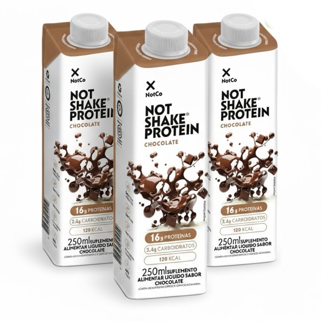 Kit 3 Suplemento NOT SHAKE Protein 16g Chocolate 250ml