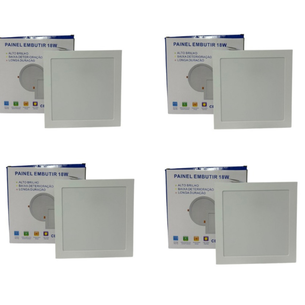 Kit 4 Luminária Plafon led 18w Quadrado Embutir Branca frio 6500k/Neutro 4000k Bivolt Pop 1ª Linha Promoção em Oferta na Shopee