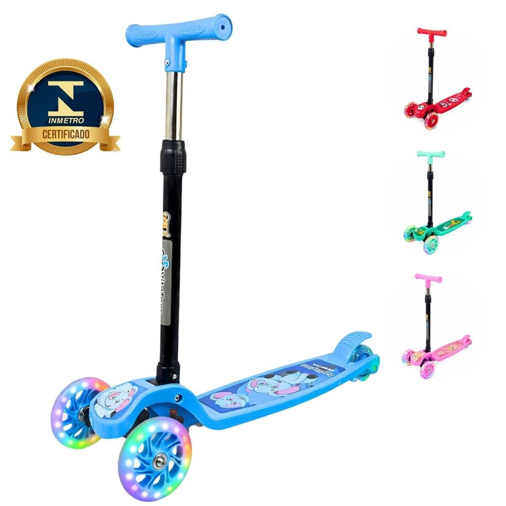 Patinete Infantil 3 Rodas Dobravel Base Antiderrapante Freio Traseiro VitaToys em Oferta na Shopee