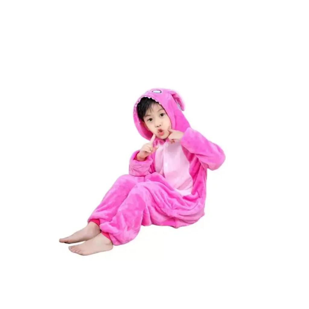Pijama Stitch Angel Infantil Macacão Com Capuz