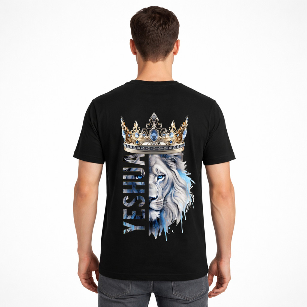 Camiseta Masculina Leão Yeshua Estampa Costas Streetwear