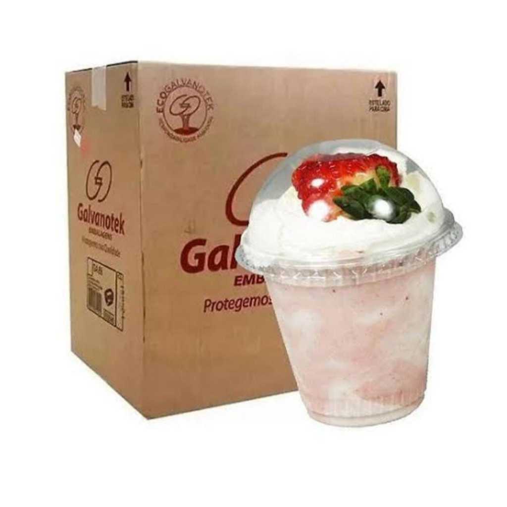 100 Un Copo C/tampa Bolha 180ml Pet G687 Empilhavel Premium