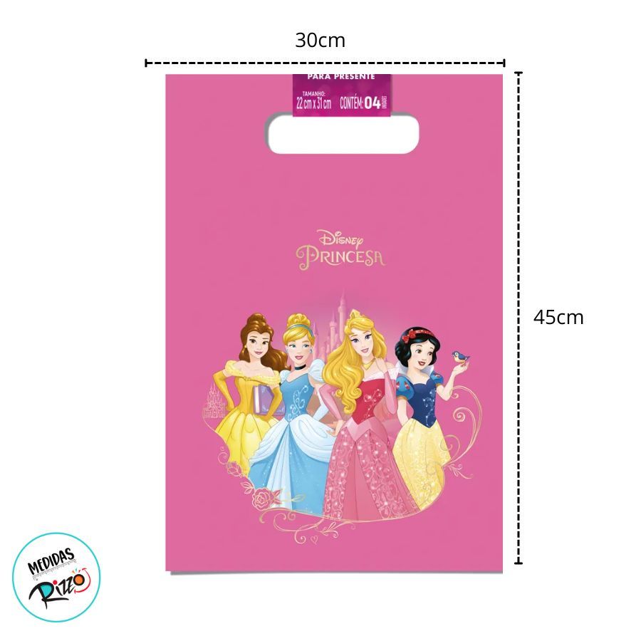 Sacola de Plástico - Princesas - 30x45cm - Disney Original - 4 unidades - Cromus - Rizzo · foto 2