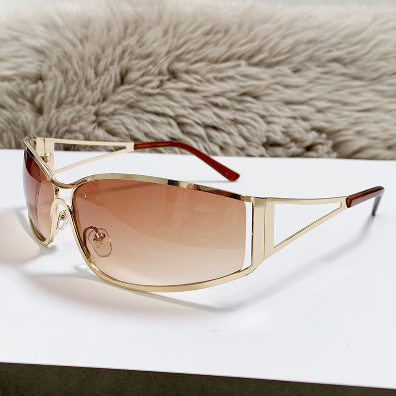 Óculos de Sol Y2k para Mulheres e Homens, Óculos de Sol Oversized com Lentes Gradientes, Óculos Steampunk, Óculos de Sol