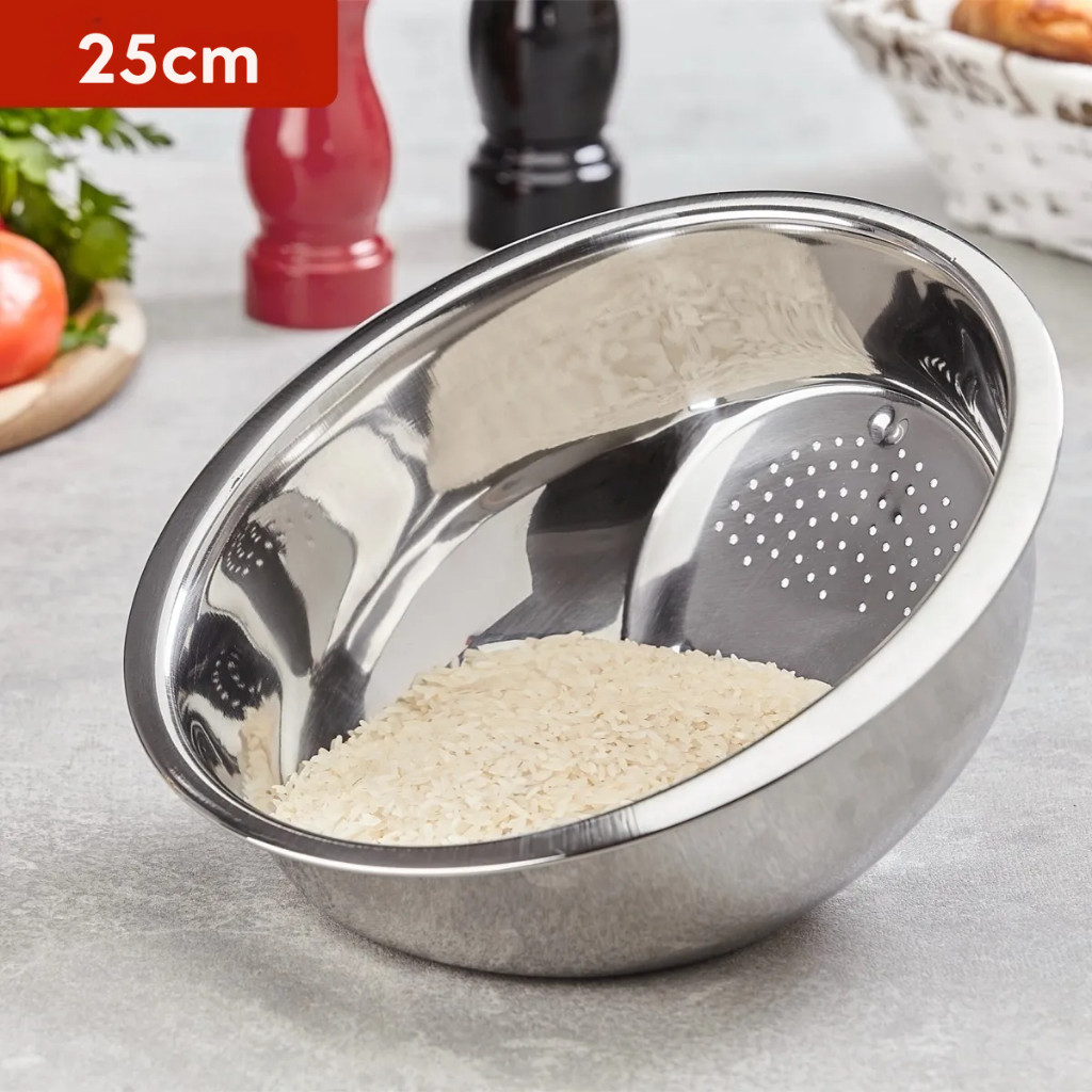 Escorredor de Arroz Inox Lava Alimentos Fruta Legumes Verduras e Saladas Cozinha Multiuso em Oferta na Shopee