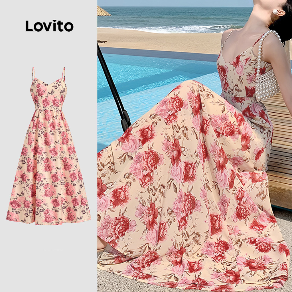 Lovito Vestido Boho Floral Flores Vestido De Verão/primavera Para Mulheres L132ED371 em Oferta na Shopee