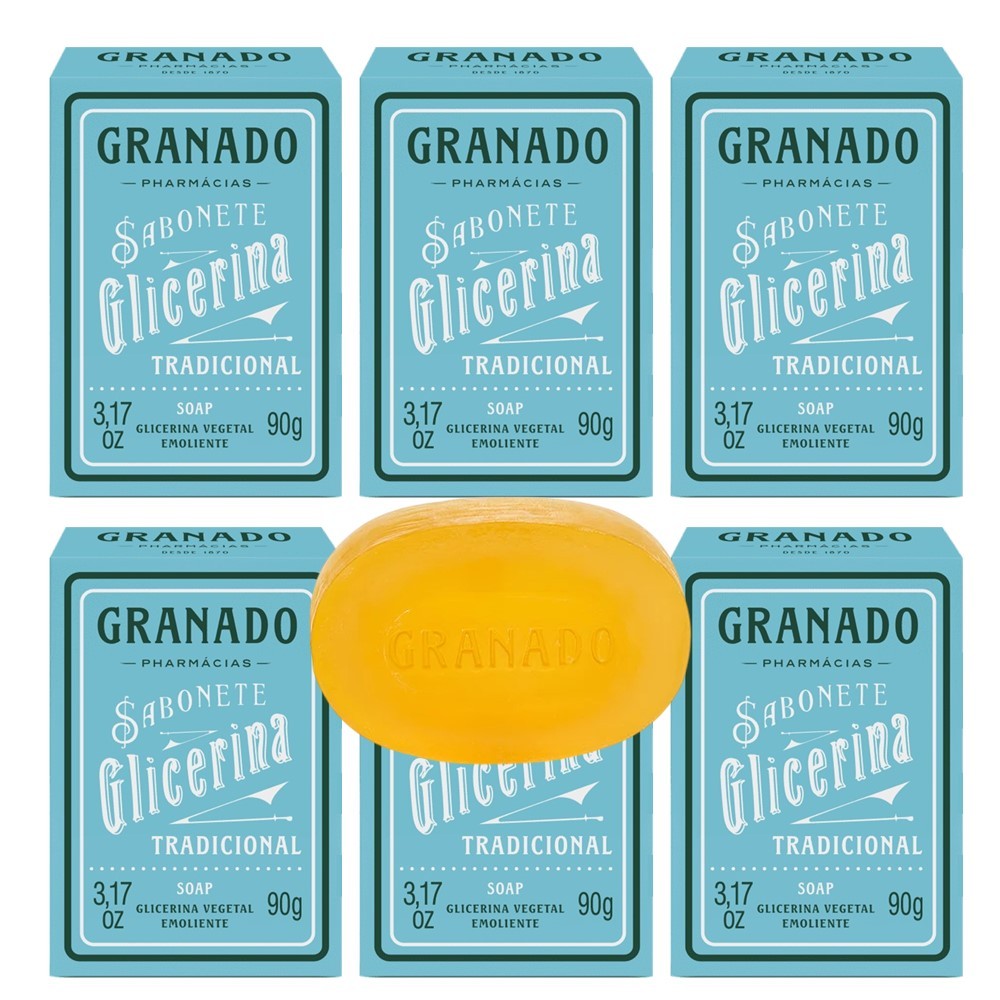 Kit 6 Sabonete Phebo Granado Glicerina Tradicional Vegetal Natural Emoliente em Barra 100g