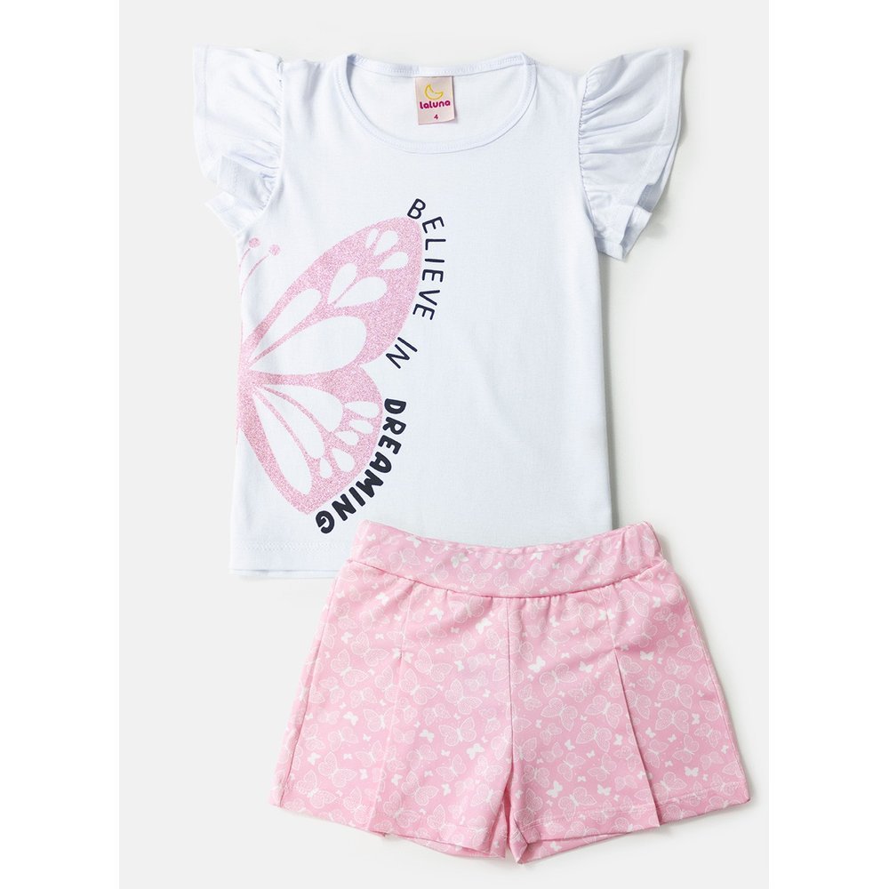 Conjunto Infantil Menina Believe Branco 0305 - Laluna em Oferta na Shopee