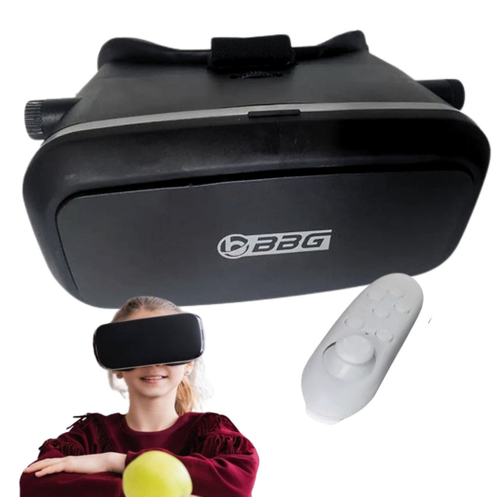 Óculos De Imersão VR Box 3D Com Controle Bluetooth – Realidade Virtual Para Celular Android iOS – Leve e Confortável