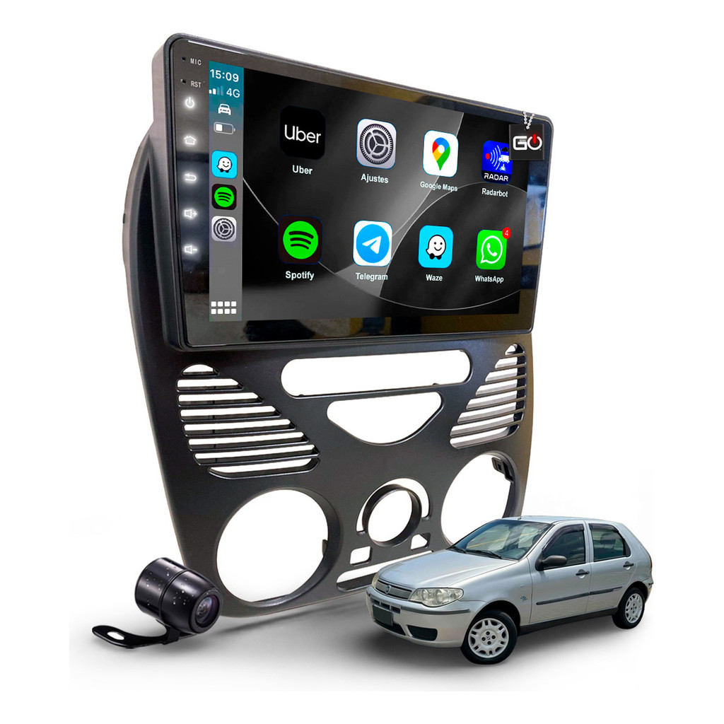 Multimídia Mp10 Palio Fire 2002-2014 Rádio + Carplay Sem Fio