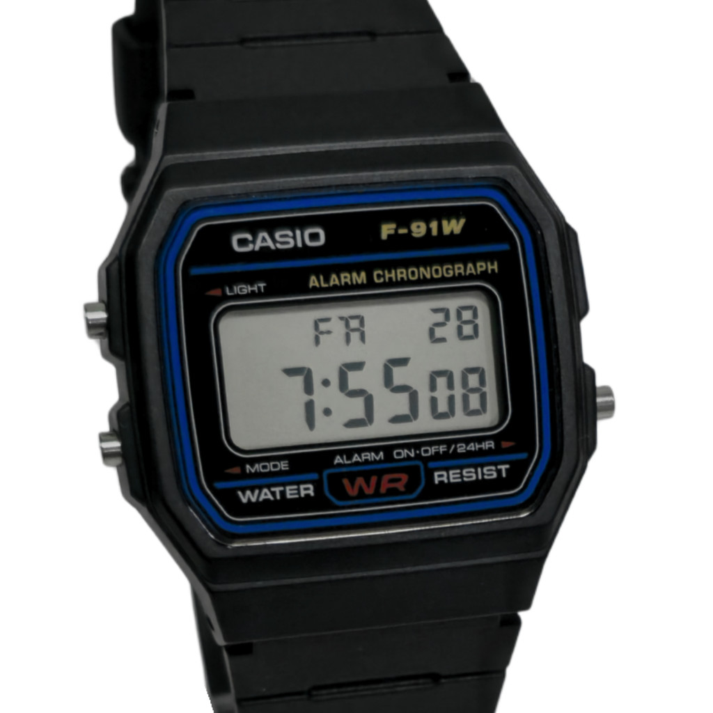 Relógio Casio Digital Unissex Clássico Preto F-91W-1DG