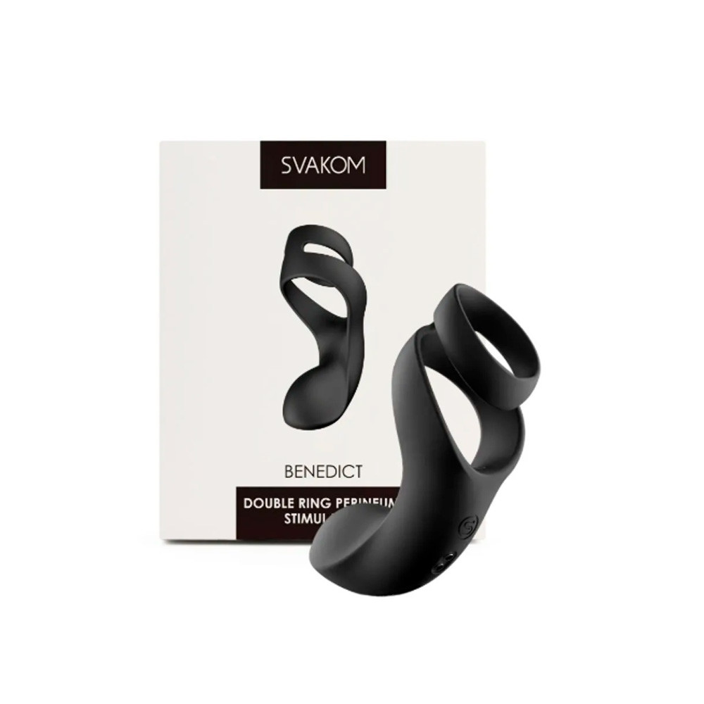 Anel Peniano Vibratório Duplo Svakom - 5 Vibrações - Preto