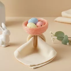 Porta Guardanapo de Páscoa - Ninho com Ovos - Rosa - 6cm - 1 unidade - Rizzo