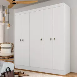 Guarda Roupa Solteiro Helena 5 Portas Branco - Móveis Arapongas