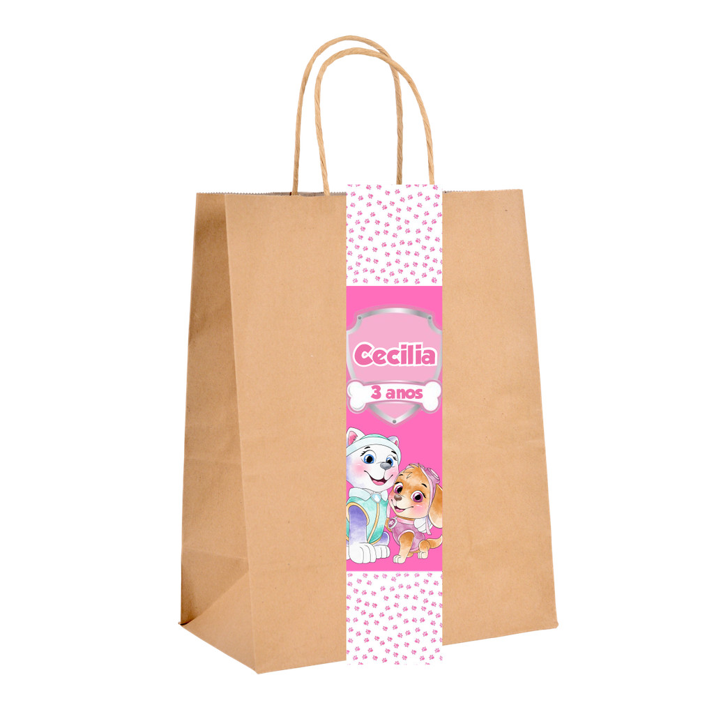 ADESIVO PERSONALIZADO PARA SACOLINHAS KRAFT  LEMBRANCINHAS FESTA SHAY E EVEREST