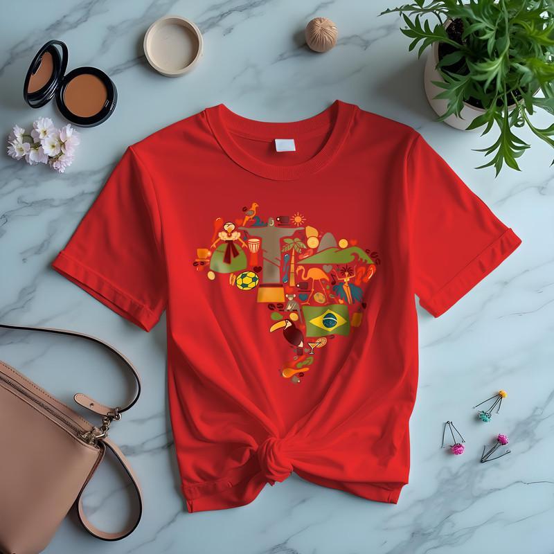 Camiseta Feminina Brasil Copa do Mundo Brasileiro Rio de Janeiro Hexa EUA México Viagem Férias