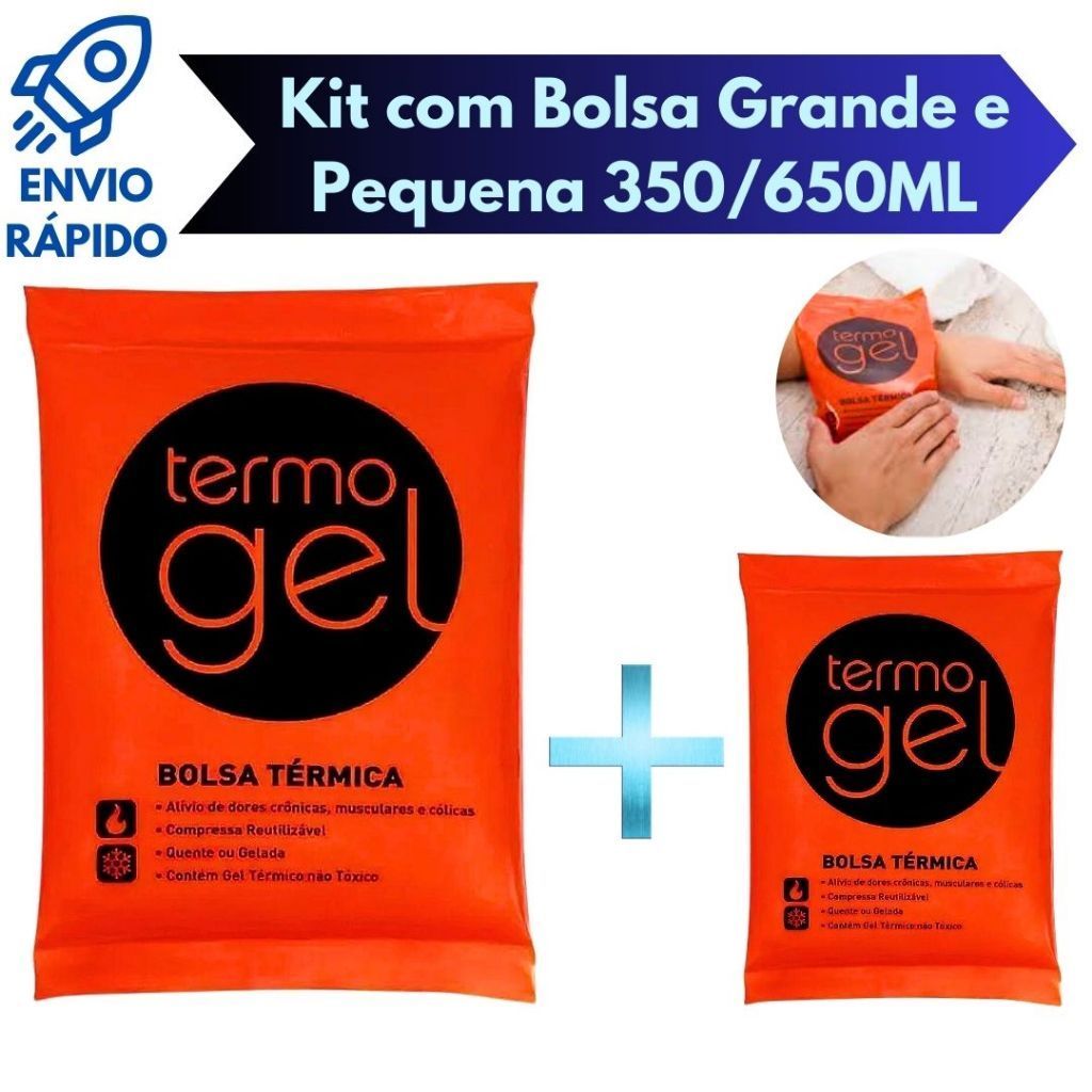 Kit 2 Bolsas Térmicas Termo Gel Para Compressa Fria Ou Quente Tamanho Pequena e Grande 350ML/650 ML em Oferta na Shopee