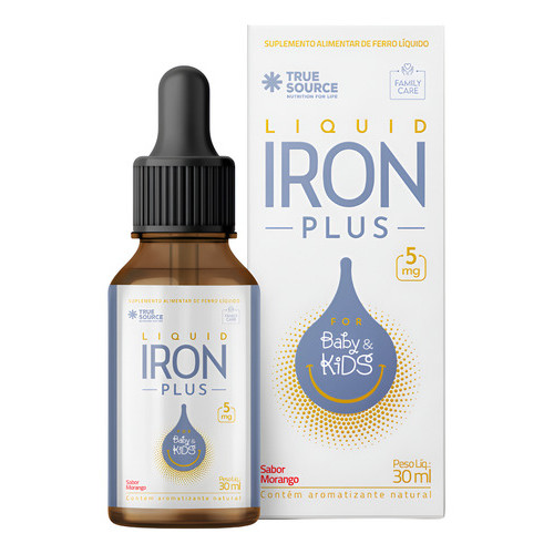 Liquid Iron Plus For Baby & Kids True Source Ferro Gotas Morango 30ml