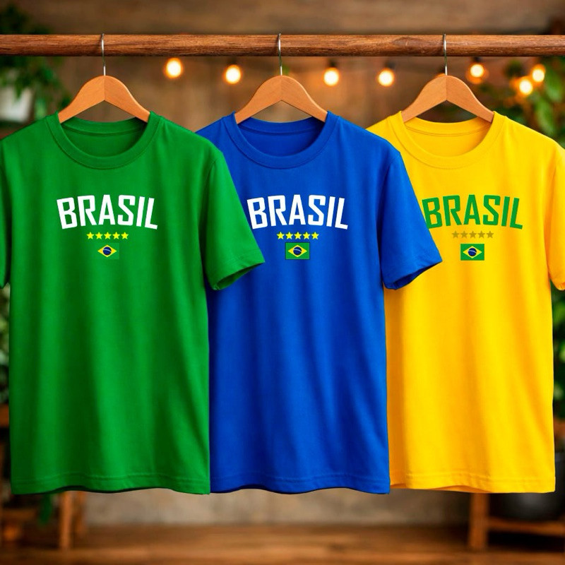 Camiseta Estampada Brasil Masculina Feminina 100% algodão Seleção Brasileira