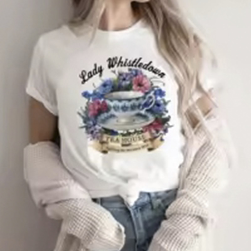 Tshirt Feminina Série Chá Decorativa Estampada Lançamento Camiseta 100% Algodão Camisetão  Oversized - Estampaê