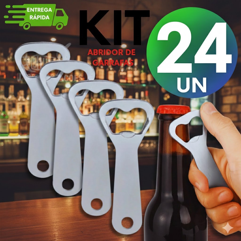 Kit Abridor De Garrafa Boteco Bar Cerveja Inox Reforçado Premium Utilidades
