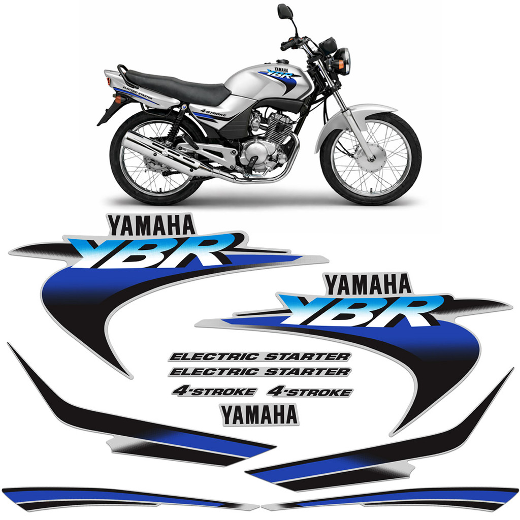 Kit Adesivos Para Yamaha Ybr 125 2000 Moto Prata Completo