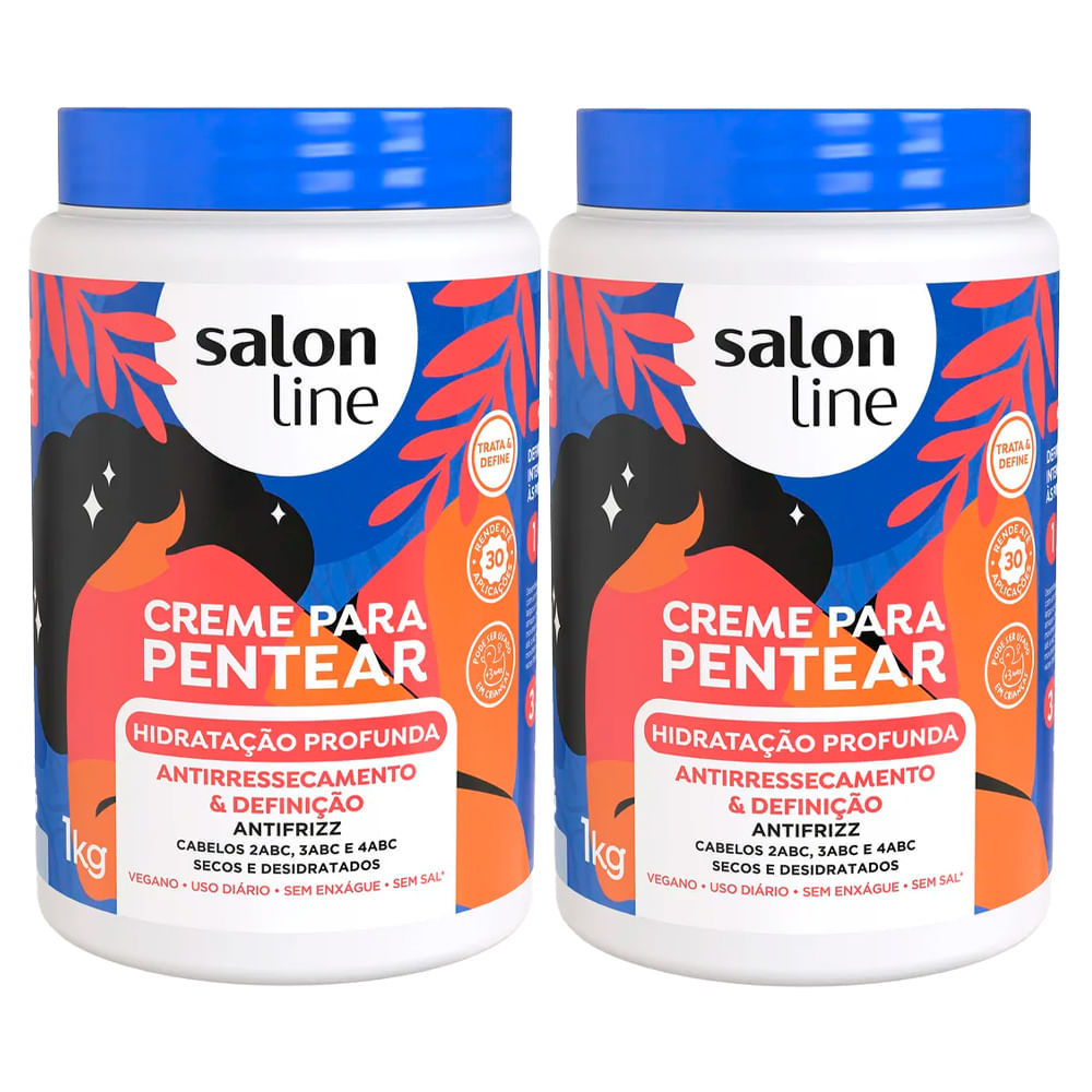 Kit Creme Para Pentear Salon Line Hidratação Profunda 1kg - 2 Unidades em Oferta na Shopee