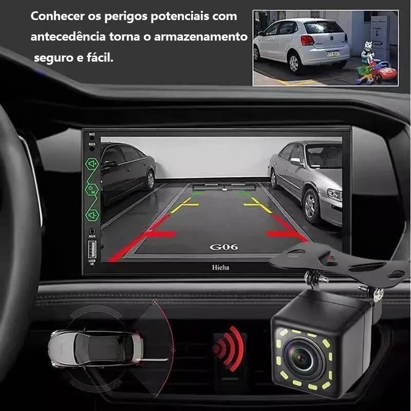 Câmera Ré Automotiva 12 Leds Hd Infravermelho Visão Noturna