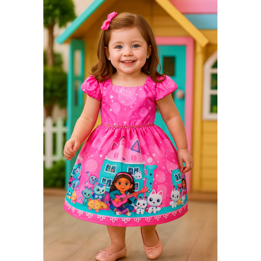 Vestido Temático Infantil Festa Casa Da Gabi em Oferta na Shopee