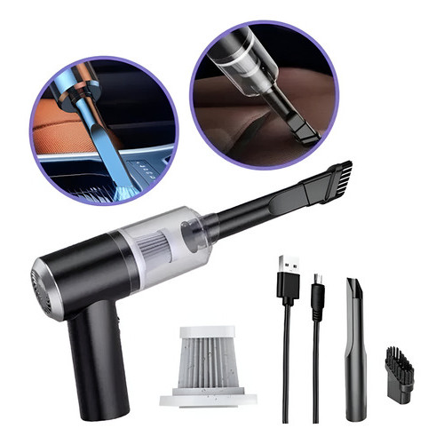Mini Aspirador De Pó Portátil Carro Sofá Pets Tapete S/ Fio Preto 127/220v