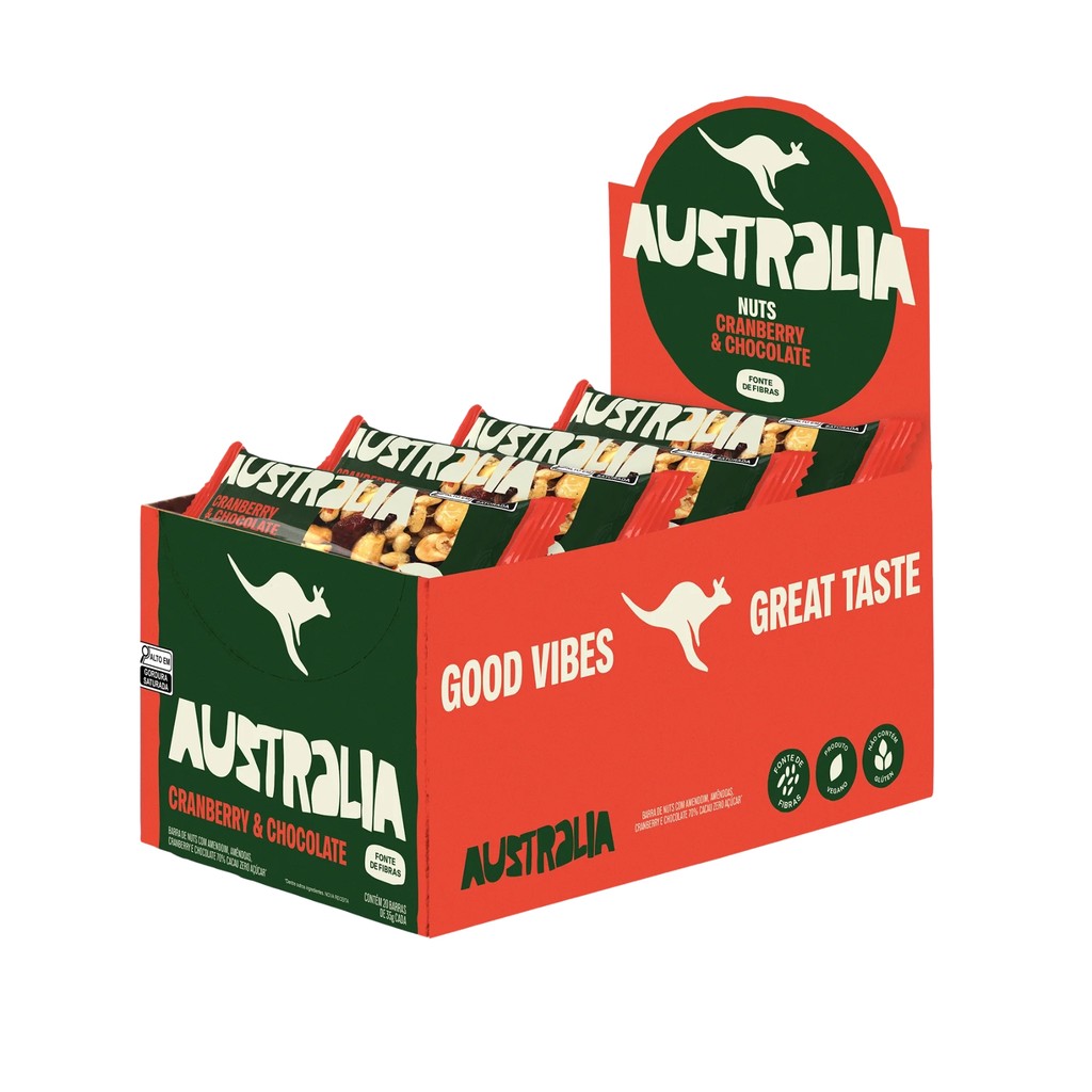 Harts - Barra de Nuts - Display 20x35g - Cranberry e Chocolate