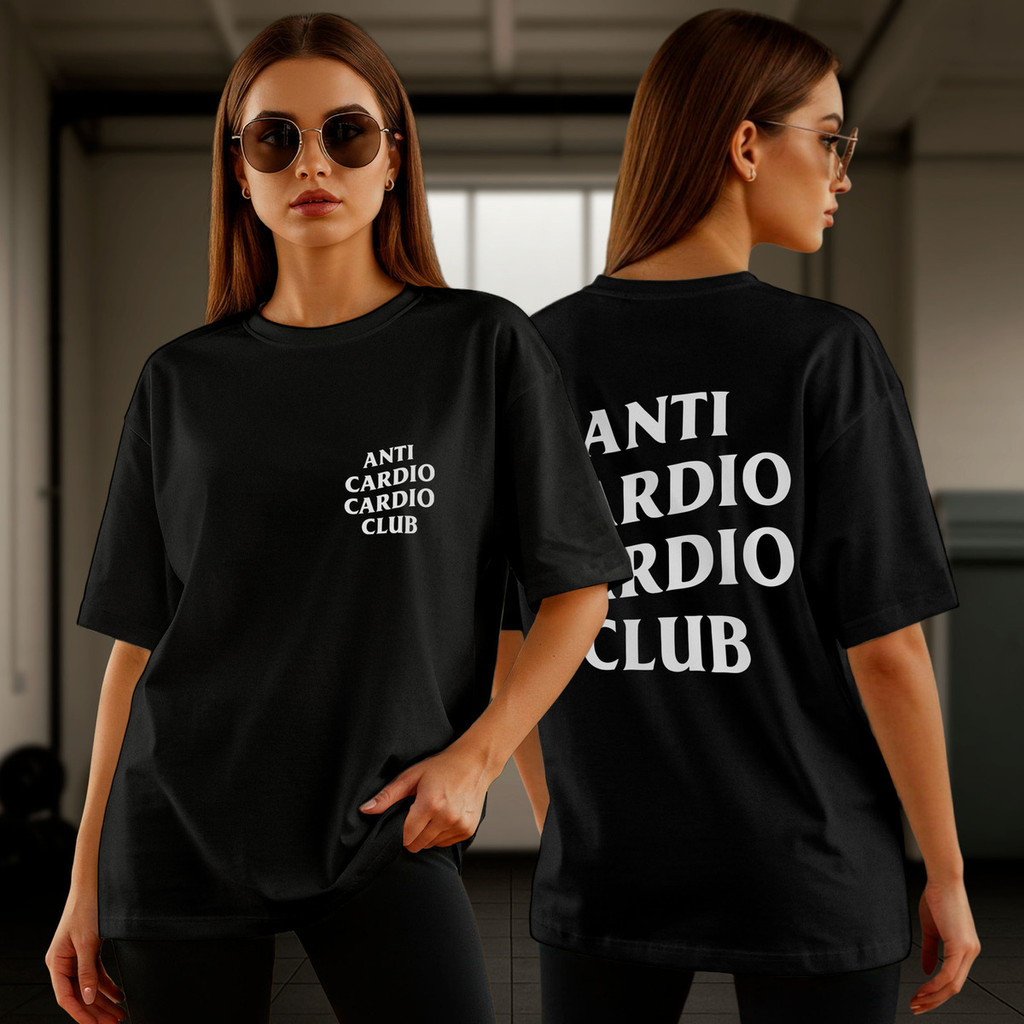 Camiseta Feminina Oversized Anti Cardio 174 Algodão Street Camisetão Blusão Treino Academia Casual