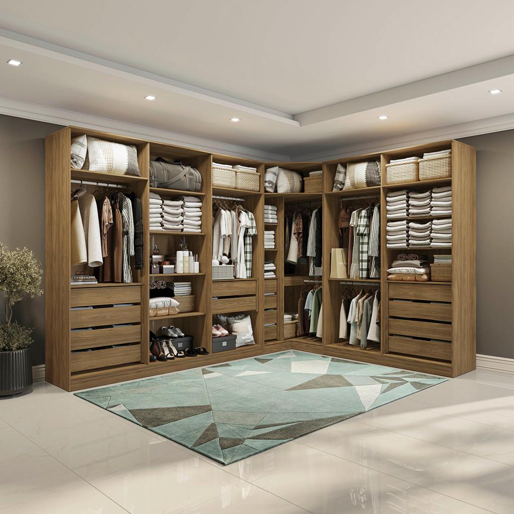 Conjunto Closet Kappesberg Adapt Nogueira 6 Peças 342cm x 263cm em Oferta na Shopee